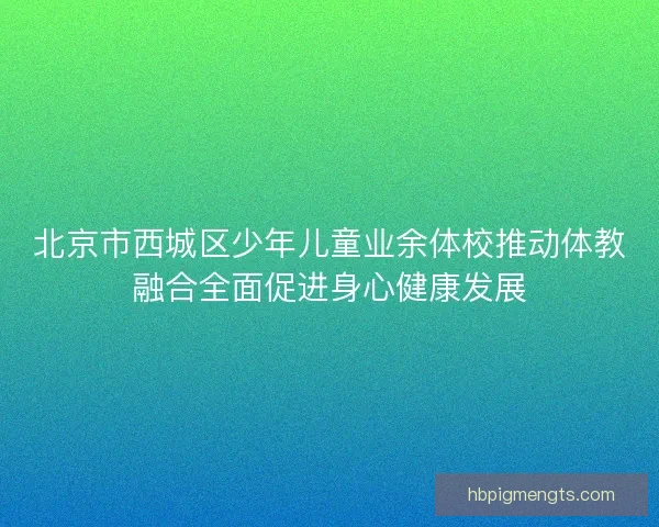 北京市西城区少年儿童业余体校推动体教融合全面促进身心健康发展