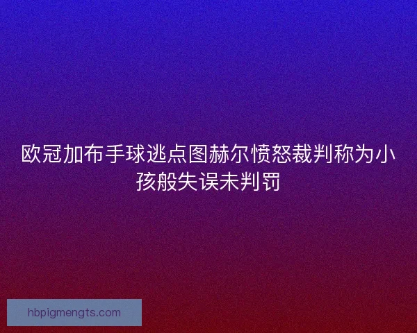 欧冠加布手球逃点图赫尔愤怒裁判称为小孩般失误未判罚 欧冠加布手球逃点图赫尔愤怒裁判称为小孩般失误未判罚