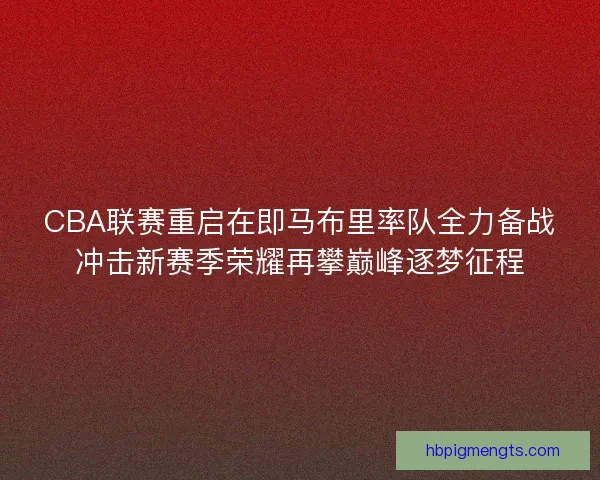 CBA联赛重启在即马布里率队全力备战冲击新赛季荣耀再攀巅峰逐梦征程