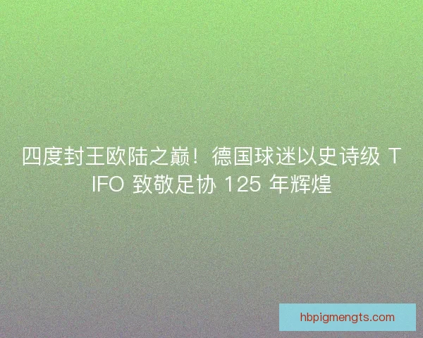四度封王欧陆之巅！德国球迷以史诗级 TIFO 致敬足协 125 年辉煌