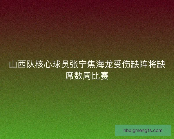 山西队核心球员张宁焦海龙受伤缺阵将缺席数周比赛